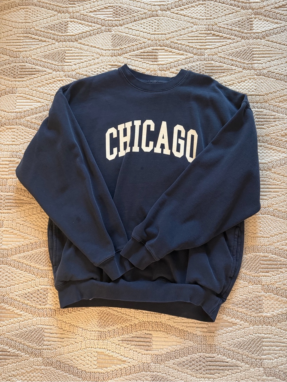 Brandy Melville Navy Sweatshirt with White Chicago Arch